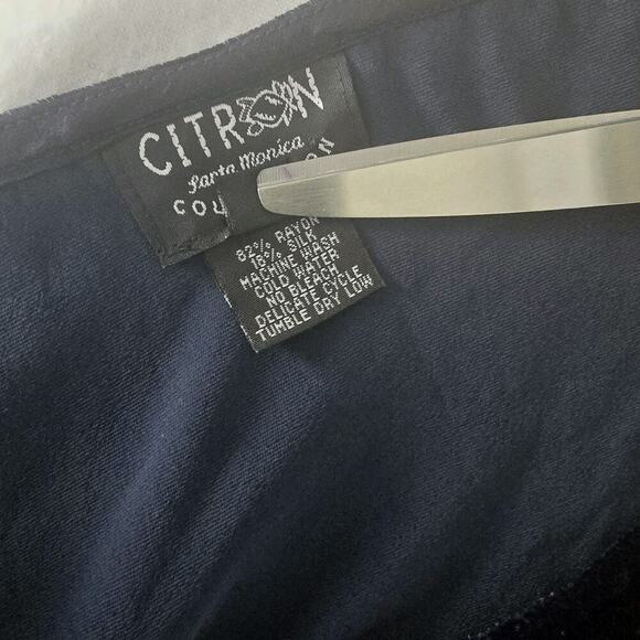 Citron Santa Monica Dark Blue Velvet Tank Top Rayon Silk Blend Large Whimsigoth - Picture 6 of 6